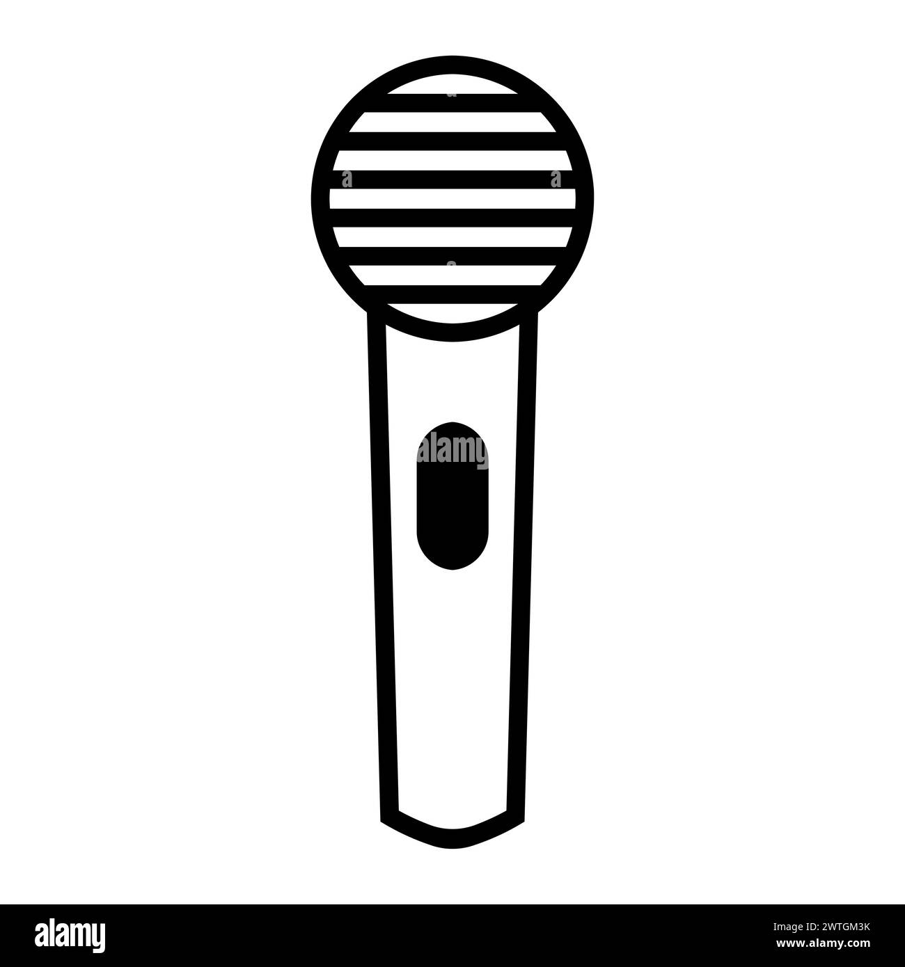 black vector microphone icon on white background Stock Vector