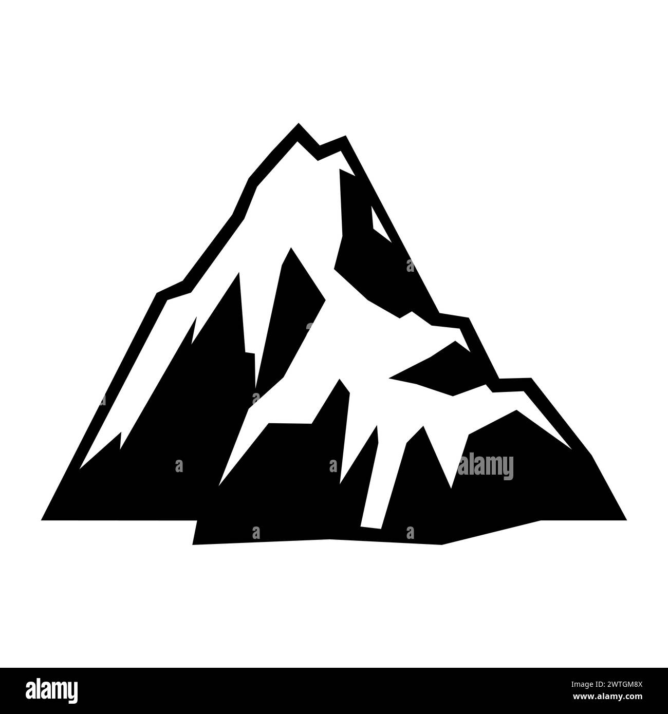 black vector mountain icon on white background Stock Vector Image & Art ...