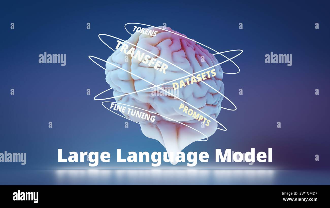 Large Language Models Artificial Intelligence concepts. 3d rendering ...