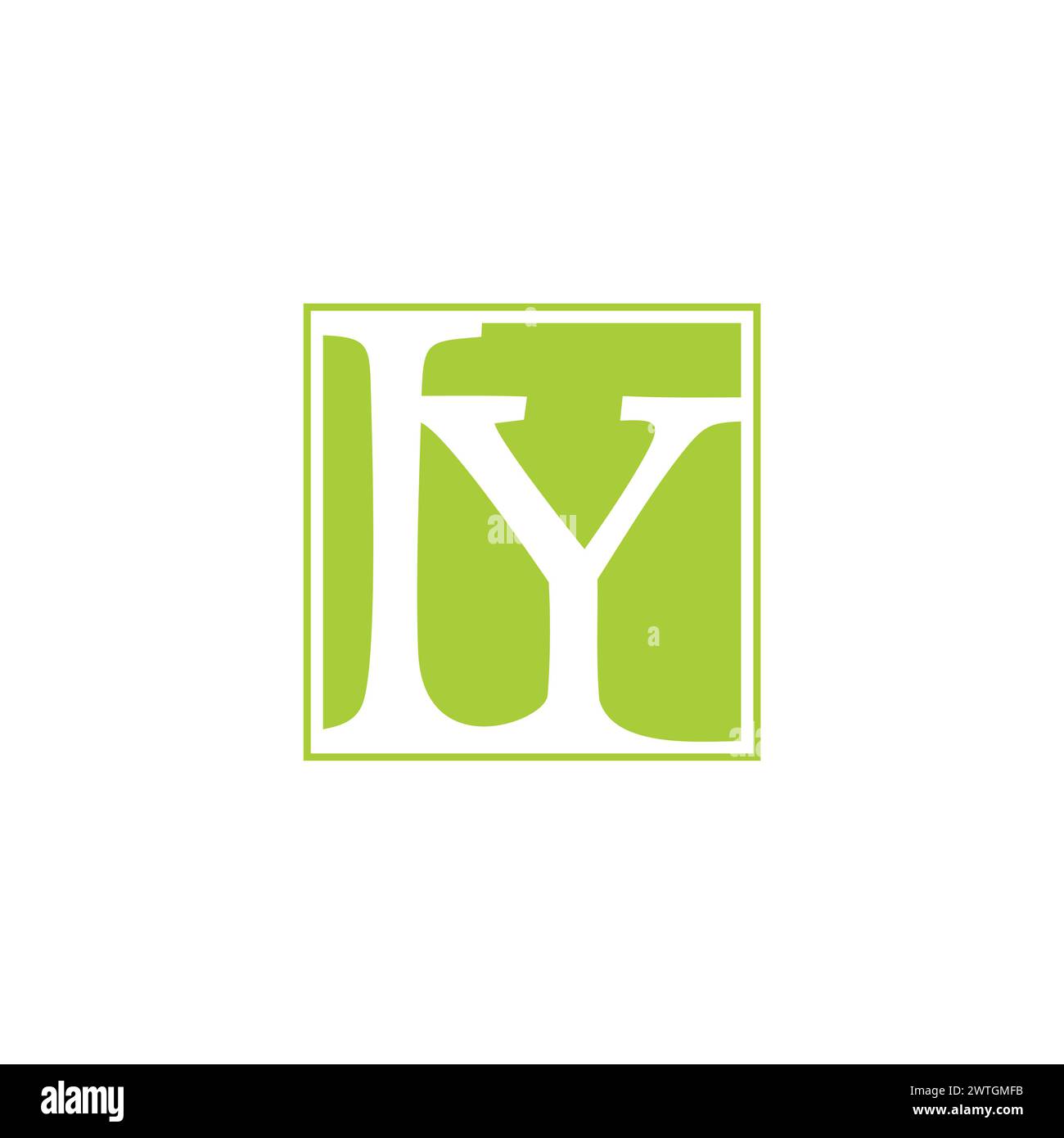 letter yi negative space square simple logo vector Stock Vector