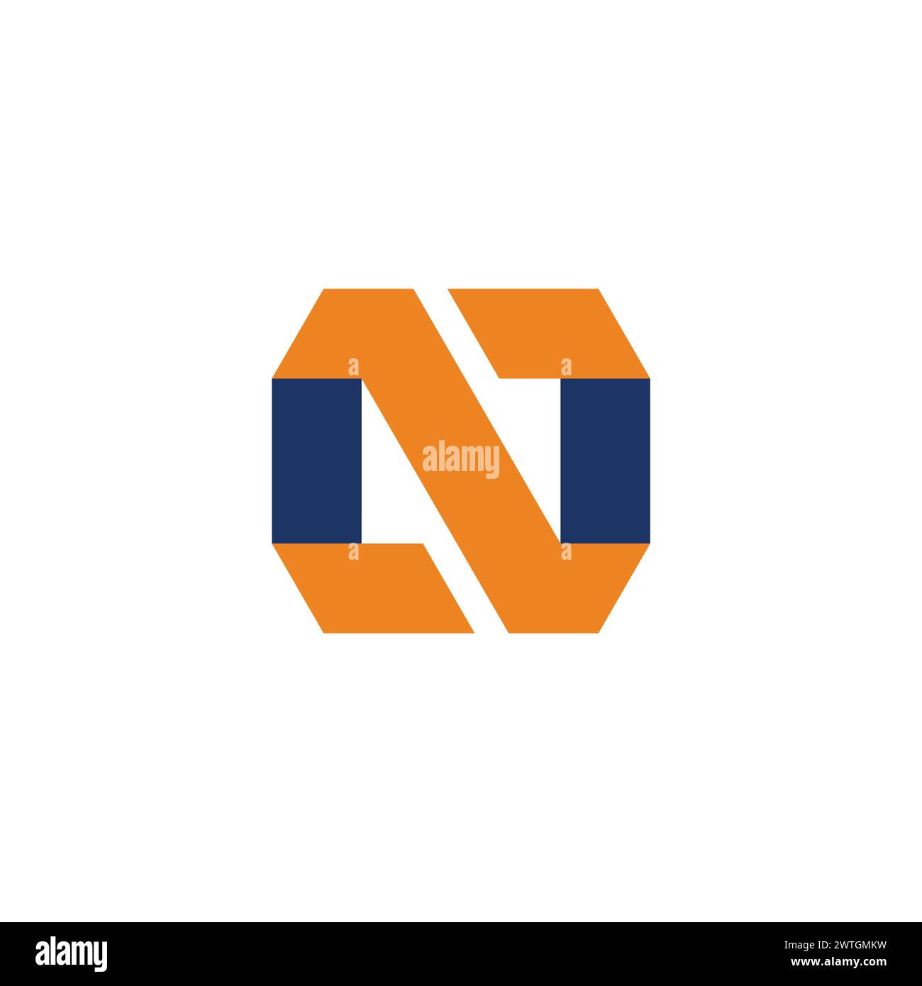 letter n 3d geometric shadow square logo vector Stock Vector