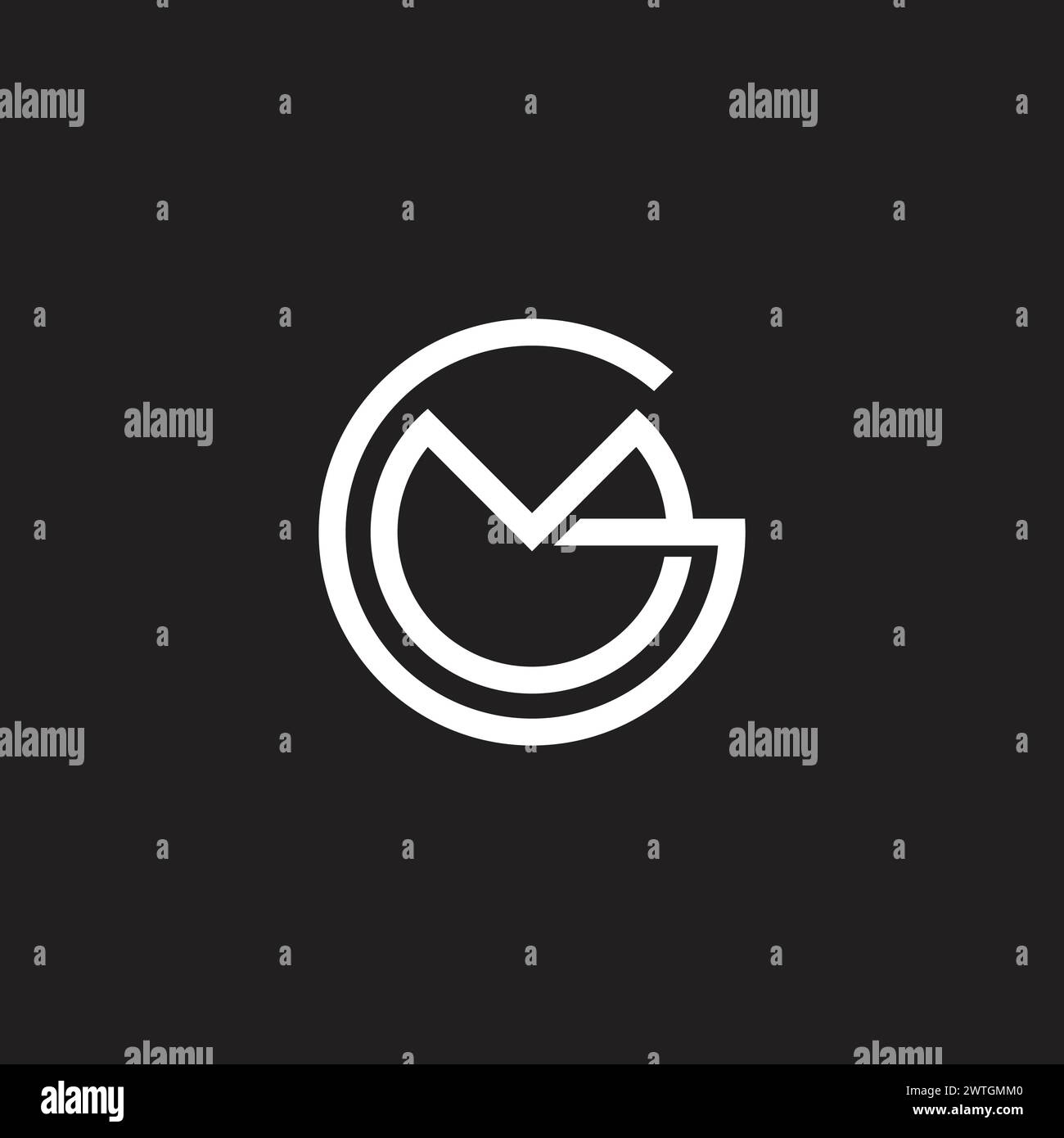 letter gm circle 3d flat simple logo vector Stock Vector