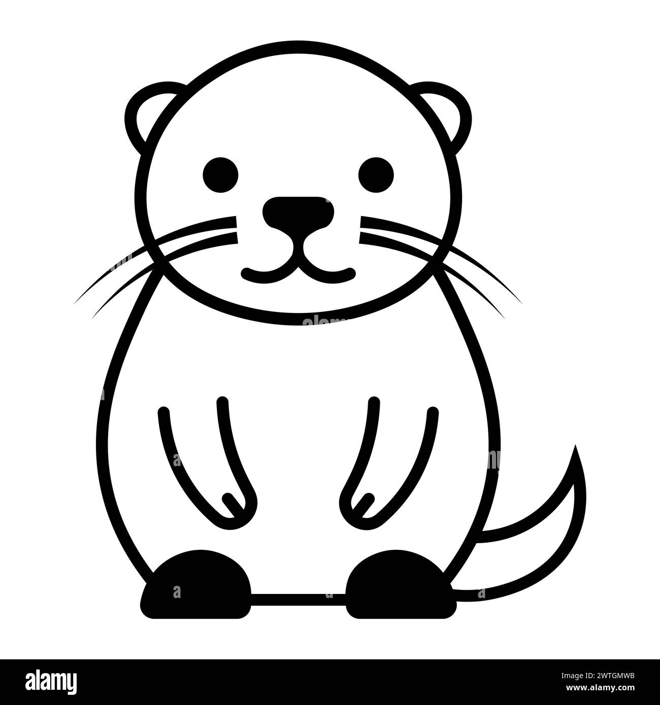 Sea Otter Black And White Clipart