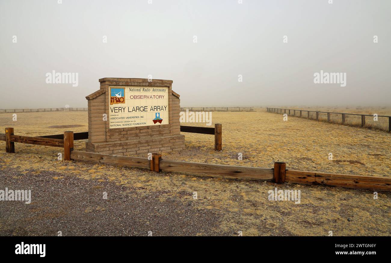 Entrance board, Very Large Array, New Mexico Stock Photo