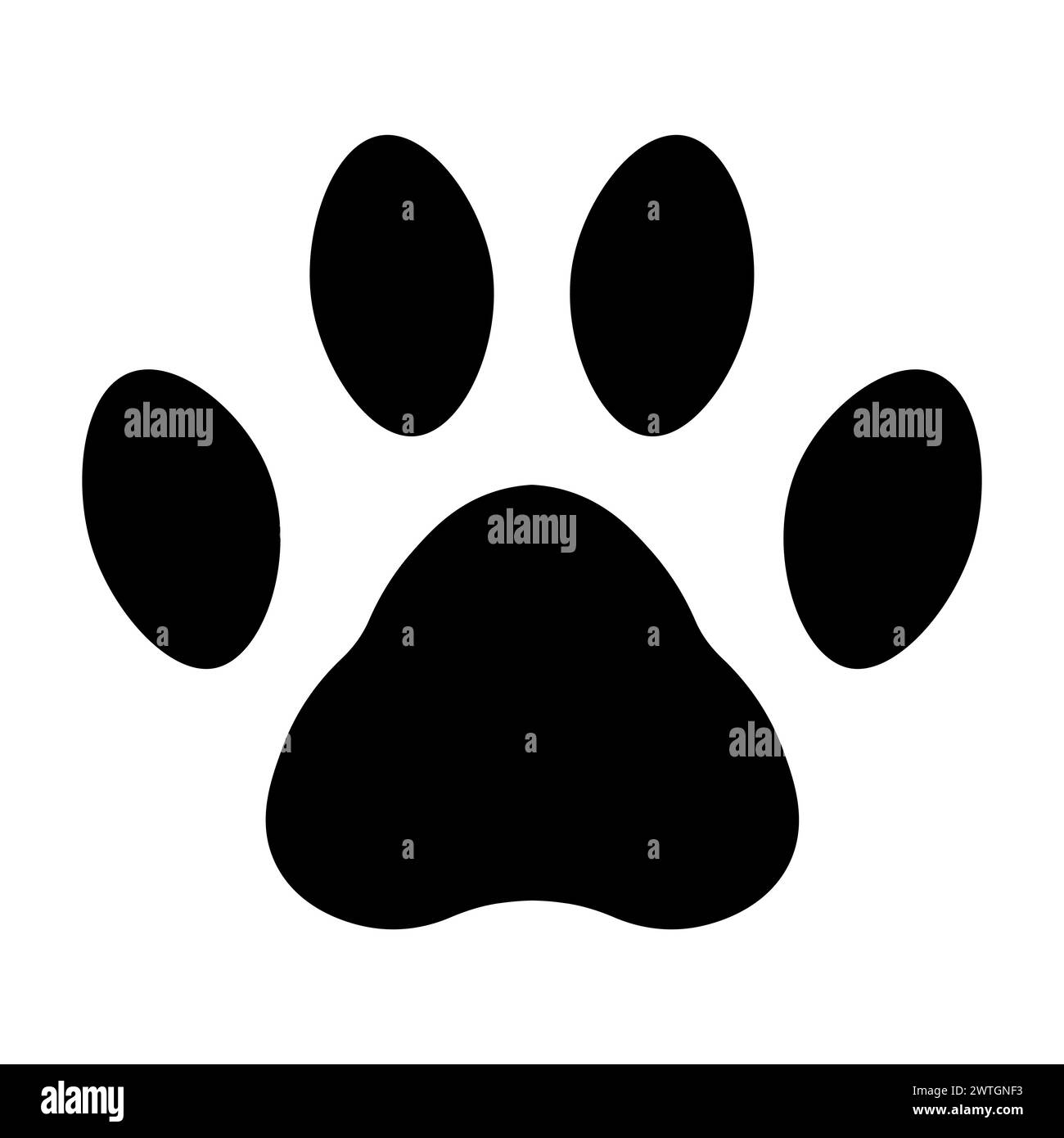black vector paw icon on white background Stock Vector