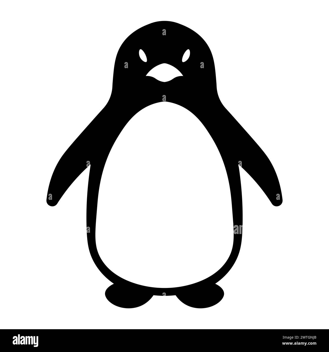 black vector penguin icon on white background Stock Vector