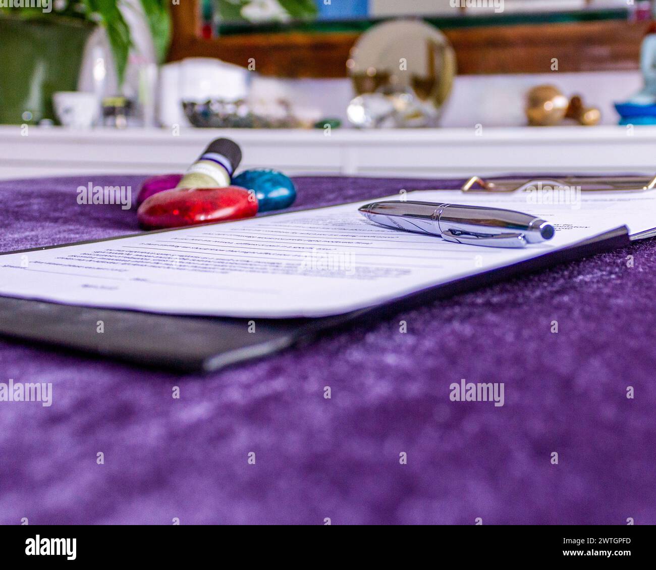 Paperwork to sign for healthcare Stock Photo