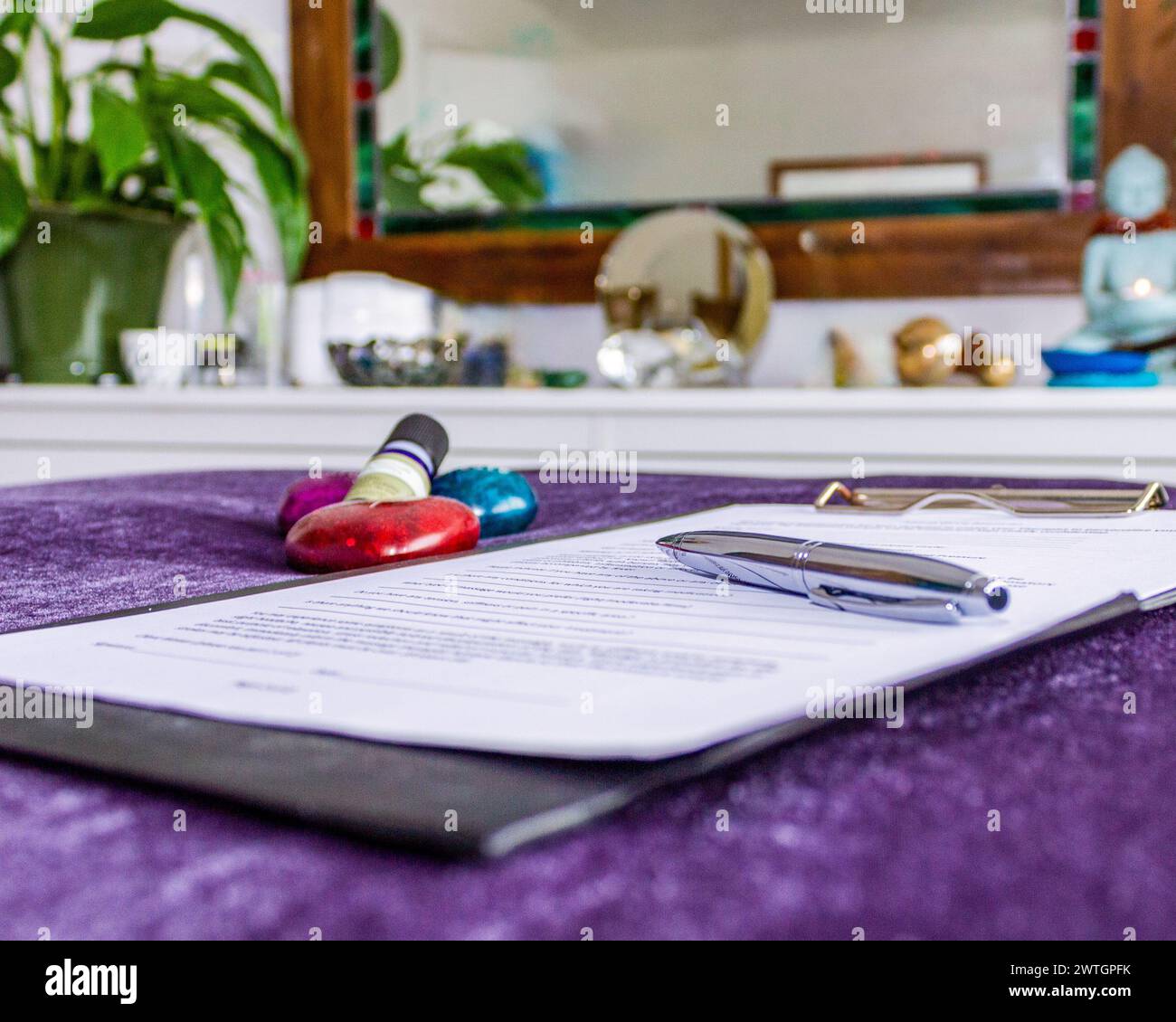 Paperwork to sign for healthcare Stock Photo