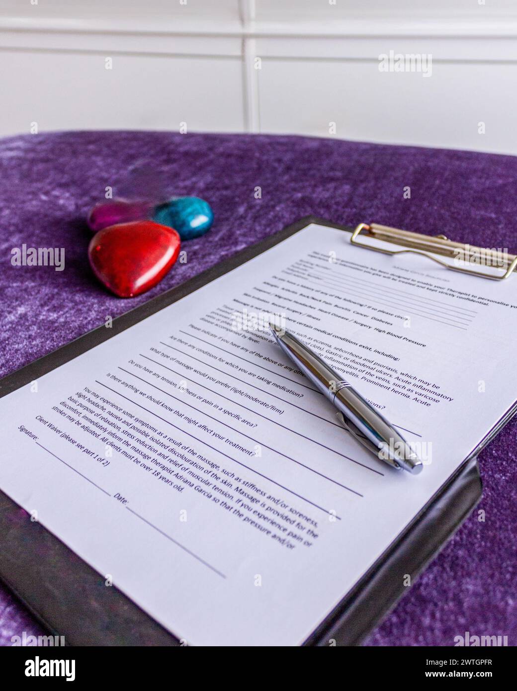 Paperwork to sign for healthcare Stock Photo
