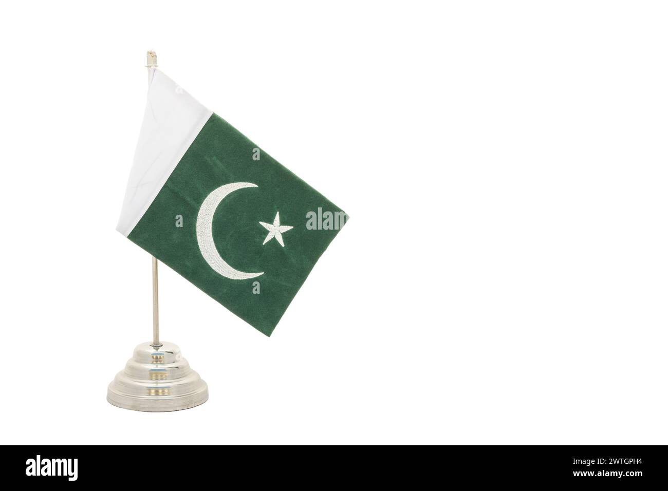 Pakistan table flag on white isolated background Stock Photo