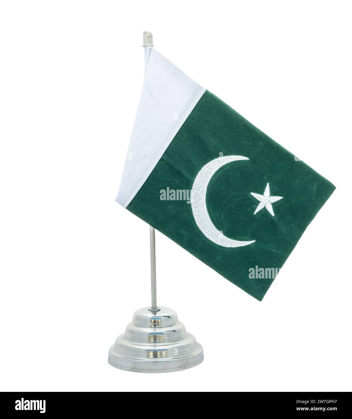 Pakistan table flag on white isolated background Stock Photo