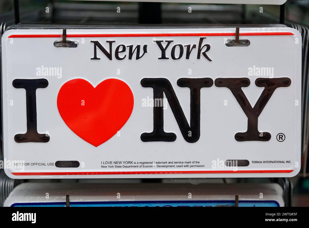 Typical New York licence plate with the inscription 'I love NY', Manhattan, New York City, New York, USA, North America Stock Photo