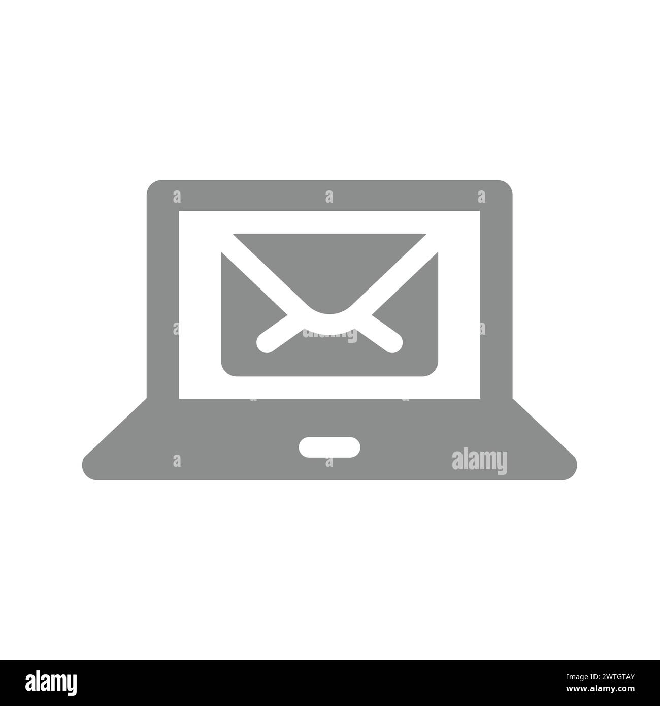 Laptop and letter vector icon. Email or mail envelope symbol. Stock Vector