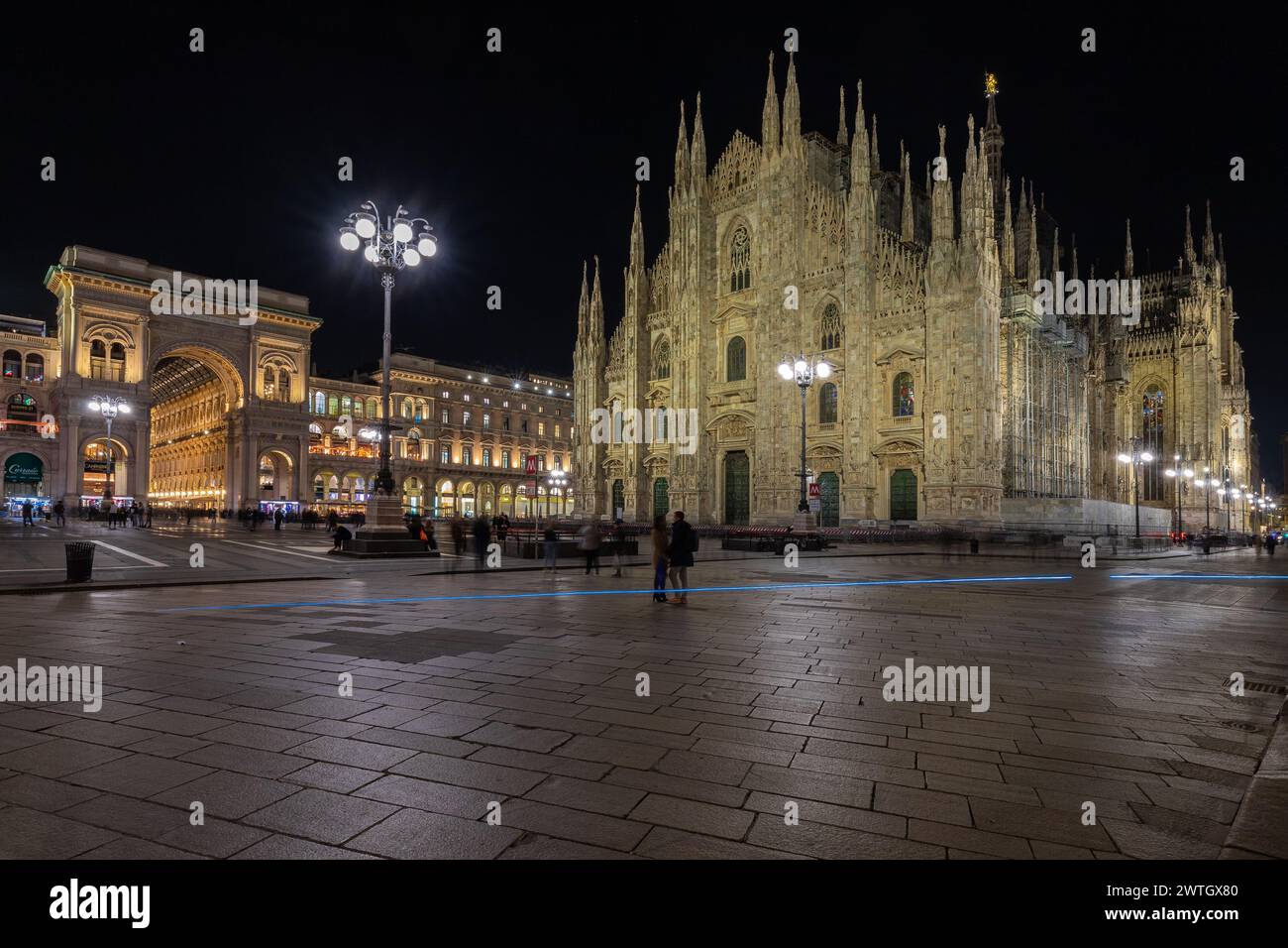 Milan Cathedral is the largest church in the Italian Republic with streets either radiating from the Duomo or circling it, reveals that the Duomo occu Stock Photo