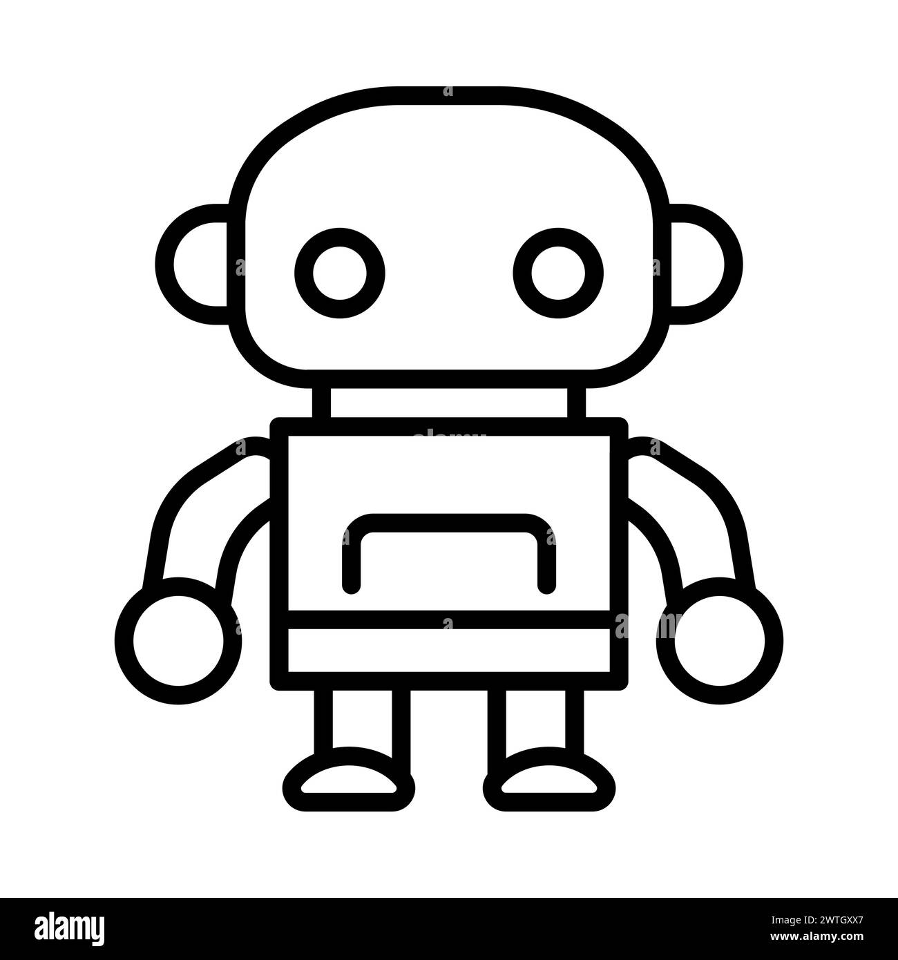 black vector robot icon on white background Stock Vector Image & Art ...