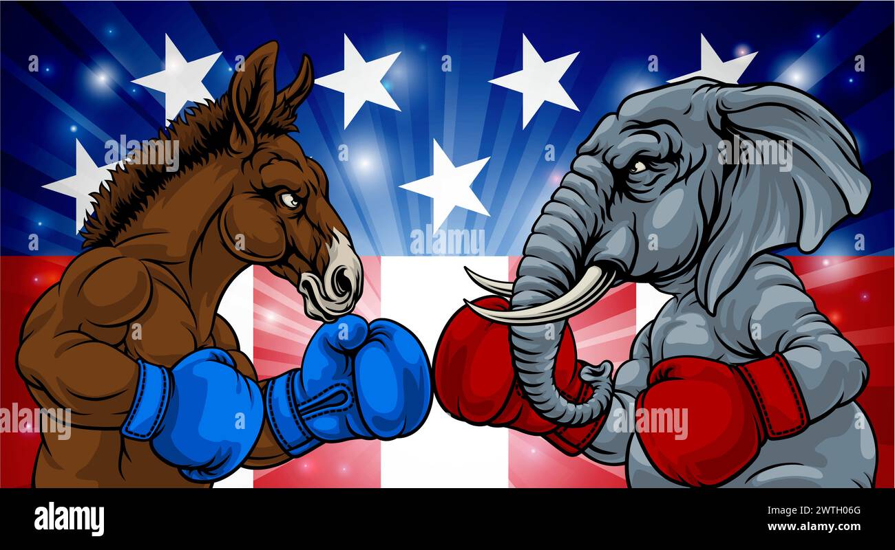 Republican Democrat Elephant Donkey Election Stock Vector