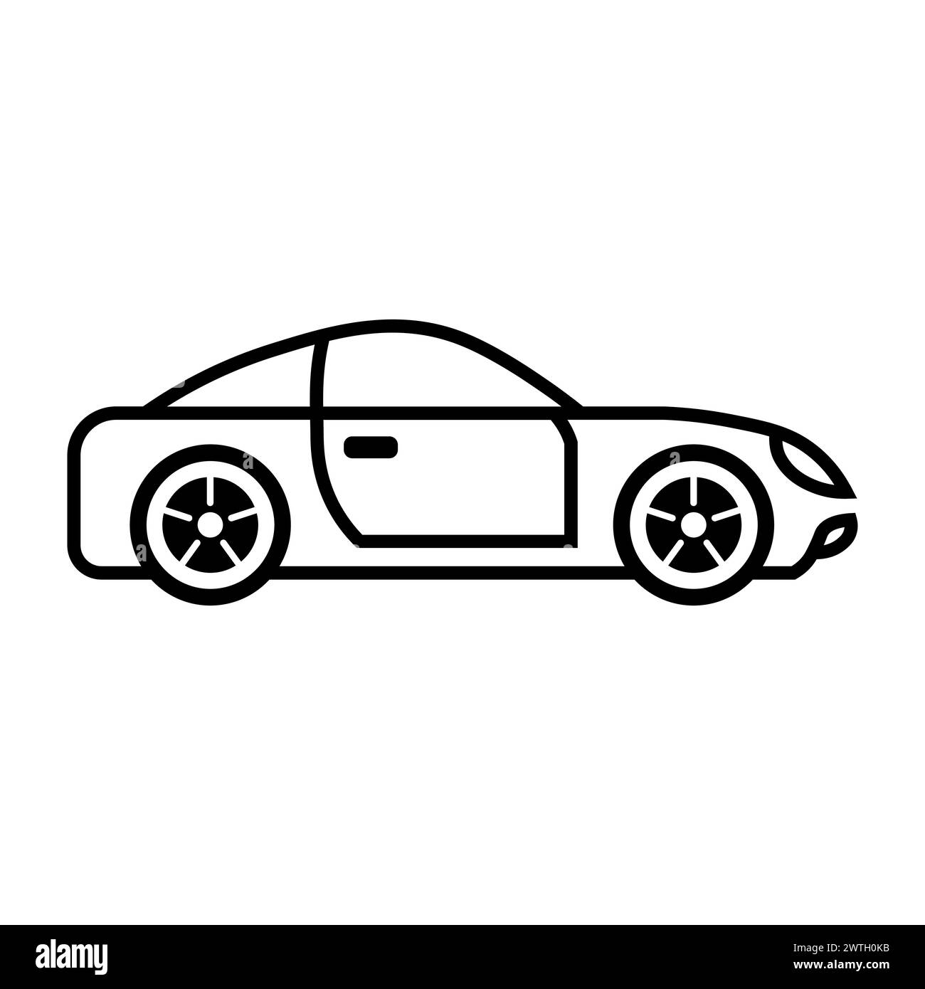 black vector sports car icon on white background Stock Vector