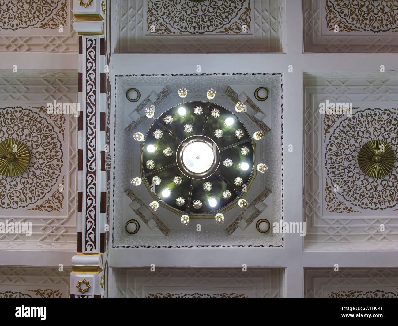 Decke, Lampen, Innenansicht, Al Mina Moschee, Hurghada, Ägypten Stock Photo