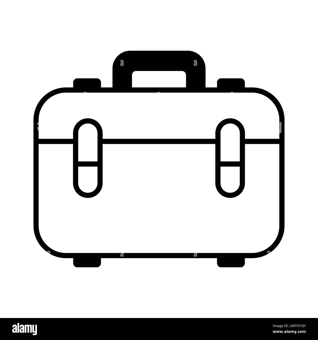 black vector suitcase icon on white background Stock Vector