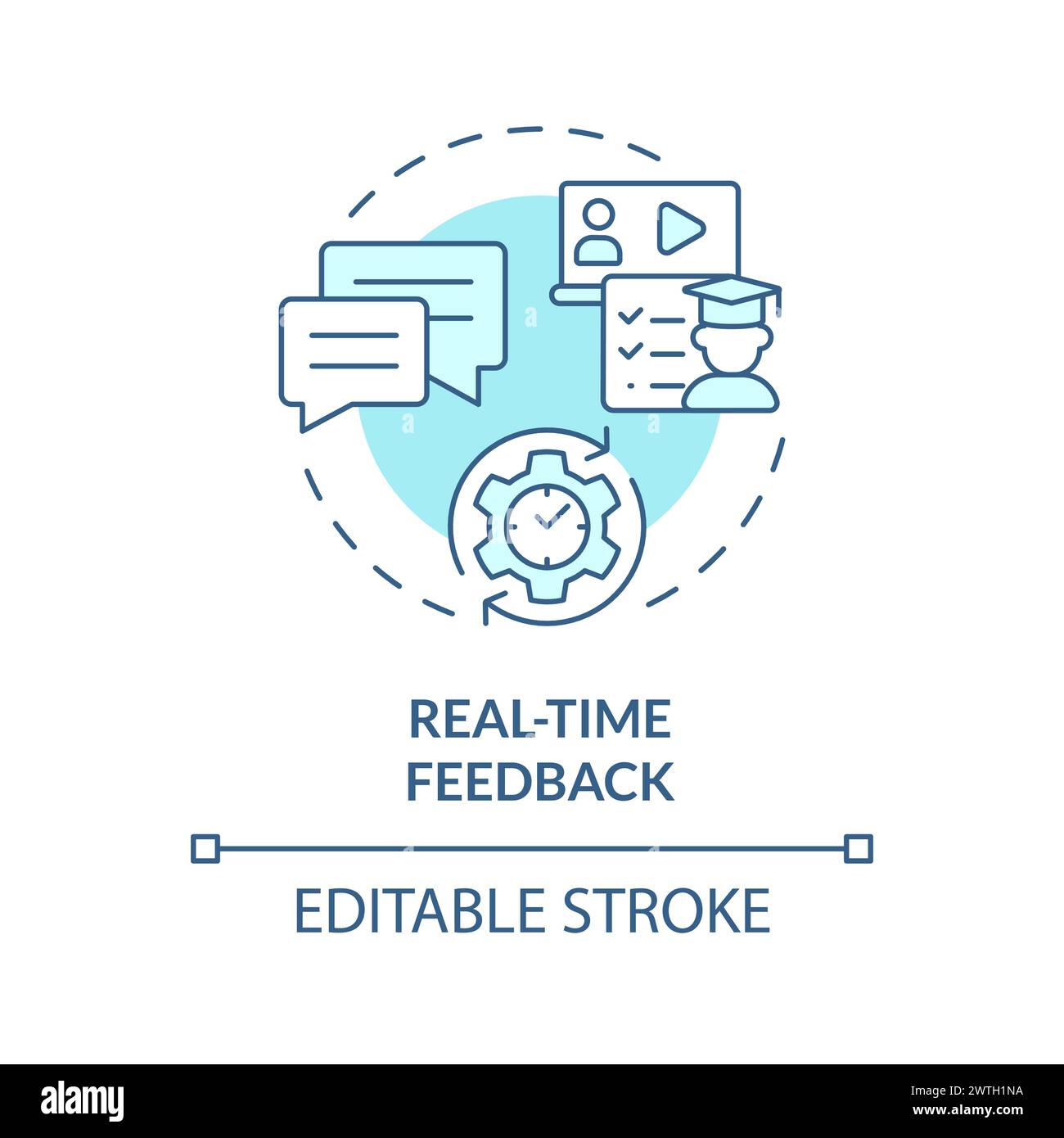Real-time feedbacks soft blue concept icon Stock Vector
