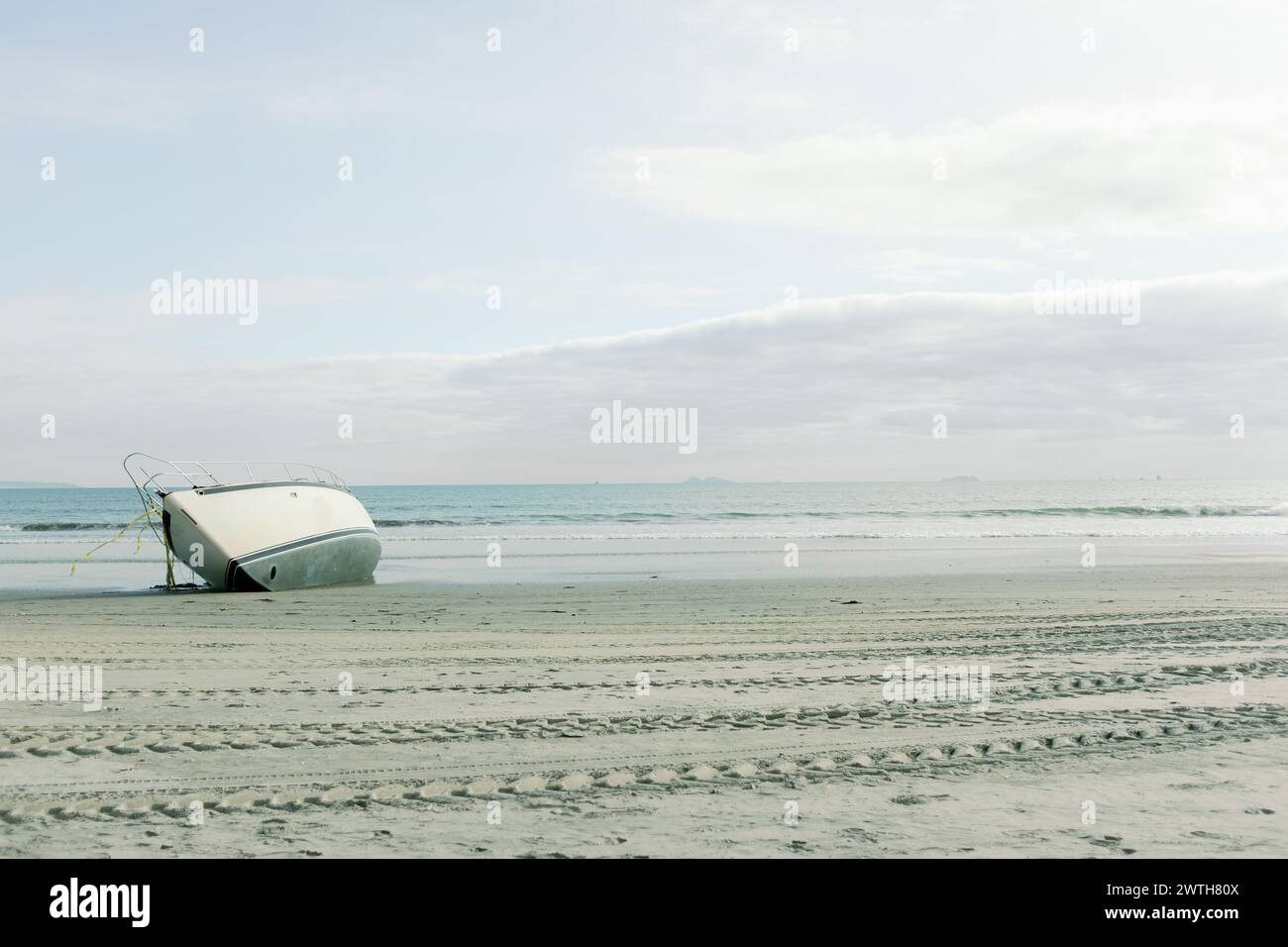 Coronado California Beach Shipwrecked Boat Stock Photo