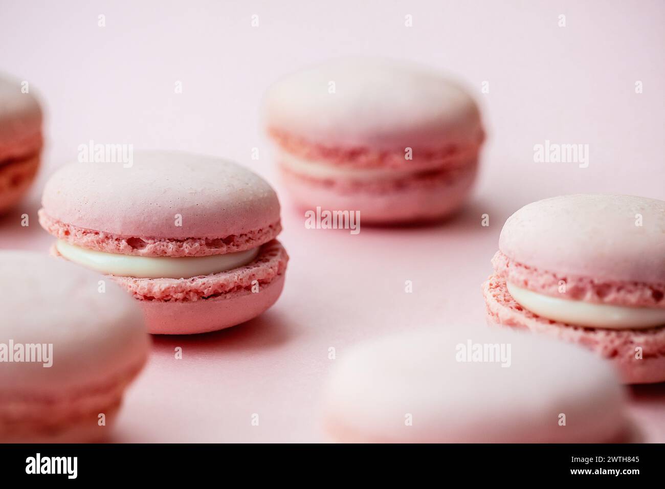 Close-up of pink macarons with a dreamy soft focus Stock Photo