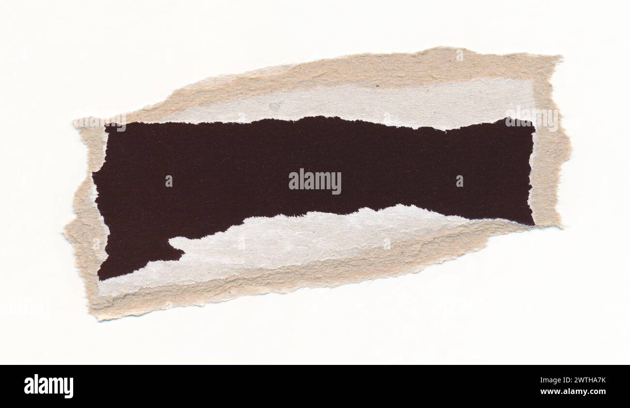 Torn piece of dark paper, background banner. Blank paper piece message ...