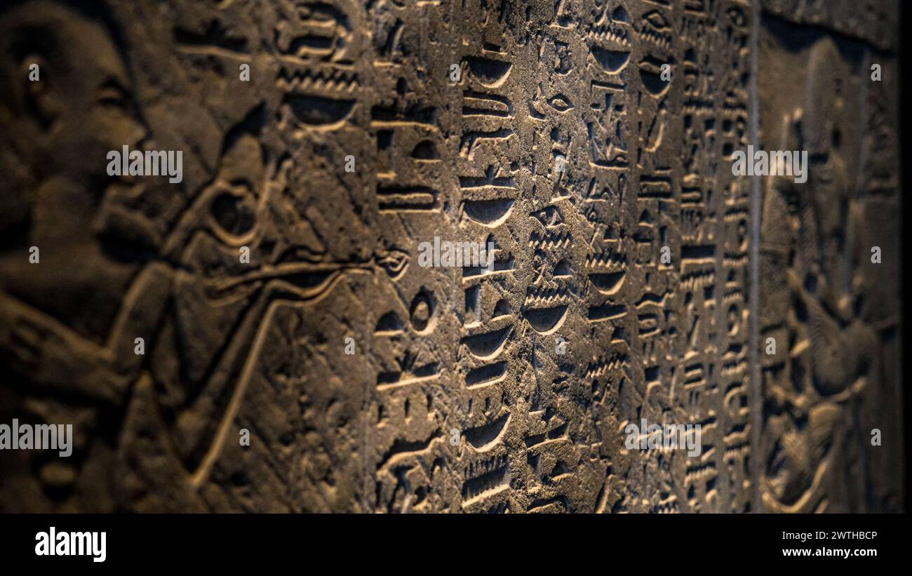 A closeup of an ancient Egyptian carvings on an old stone Stock Photo ...