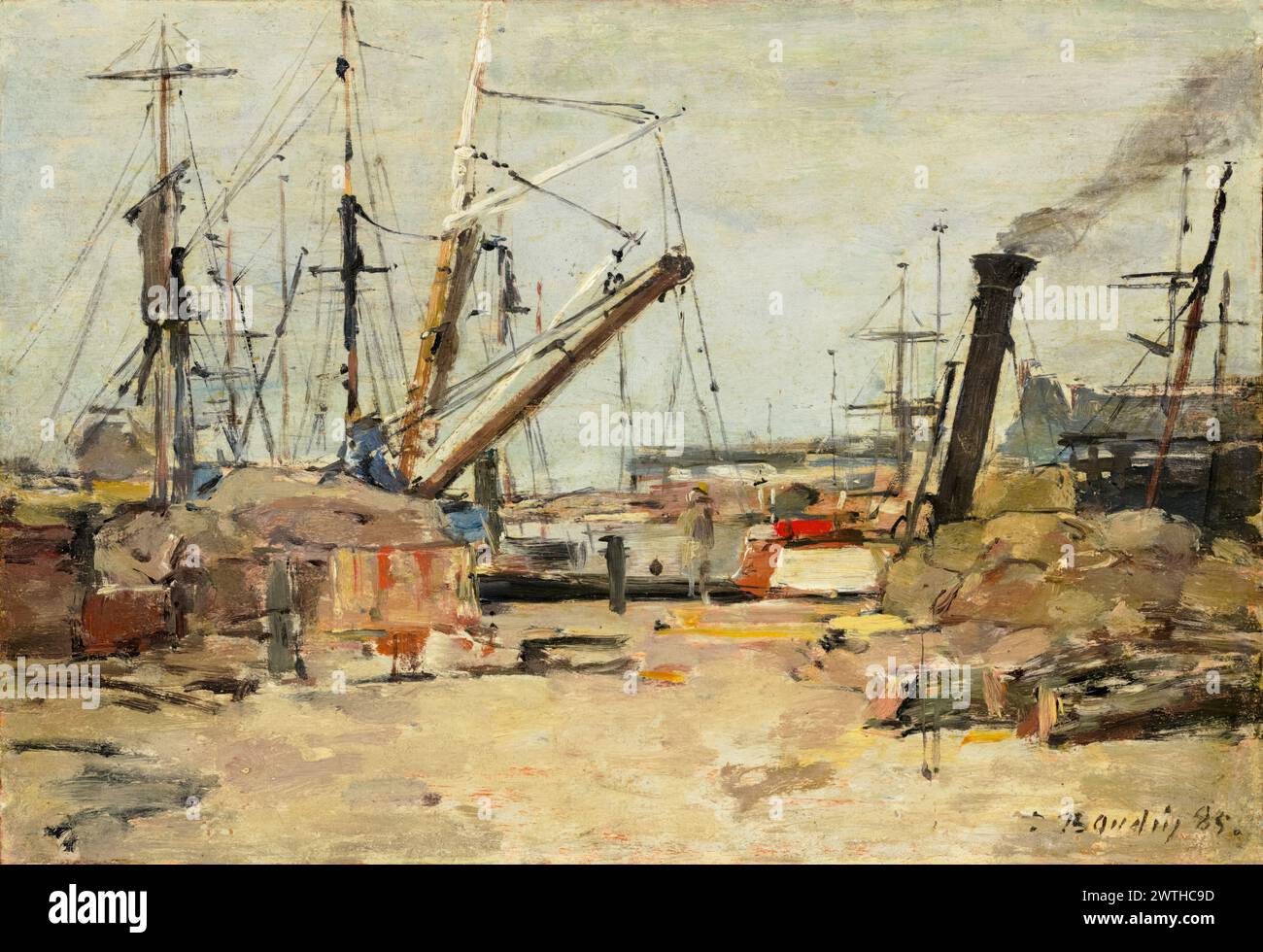Eugène Boudin, The Trawlers, painting in oil on wood, 1885 Stock Photo