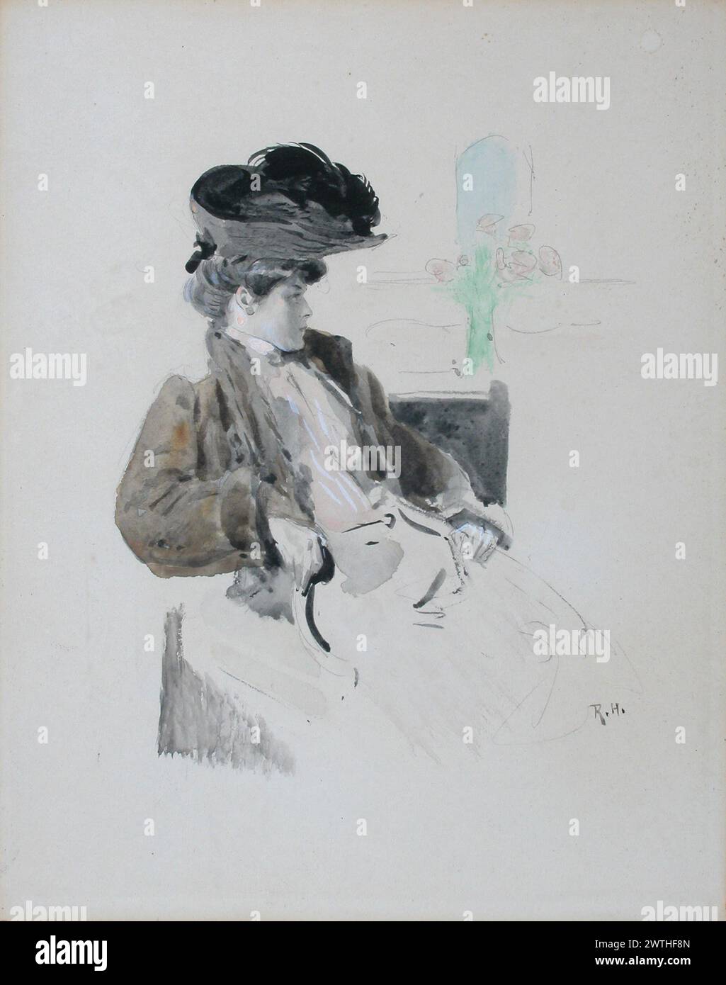 Seated lady with elegant hat hi-res stock photography and images - Alamy