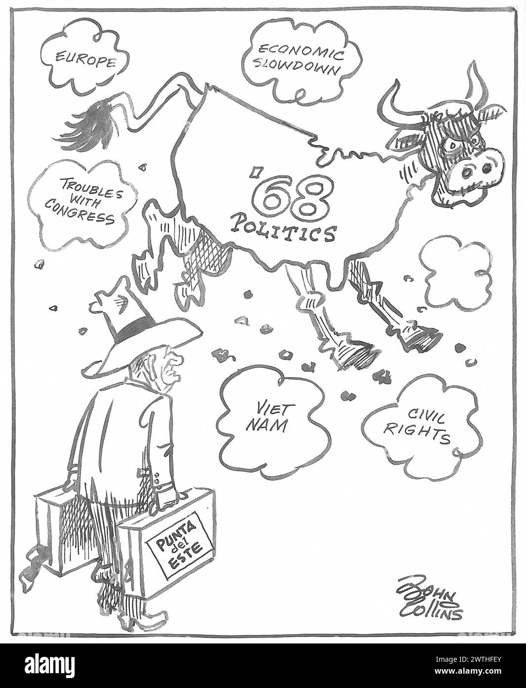 Cartoon - Meanwhile Back at the Ranch. John Collins (1917-2007 Stock ...