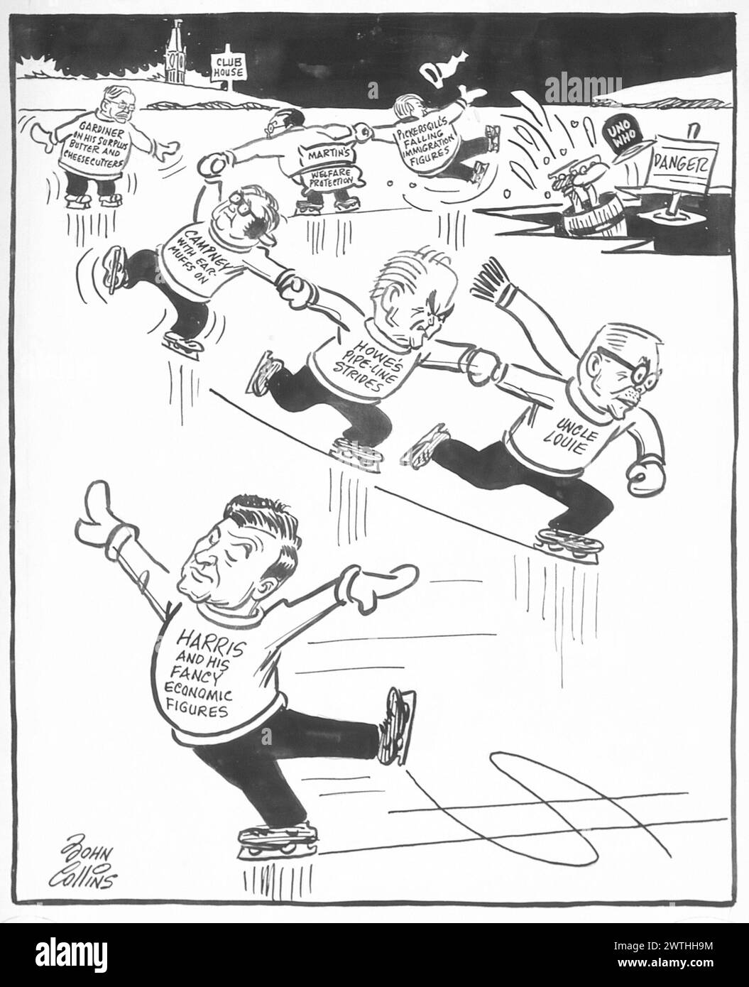 Cartoon - The Ottawa Figure Skating Club John Collins (1917-2007 Stock