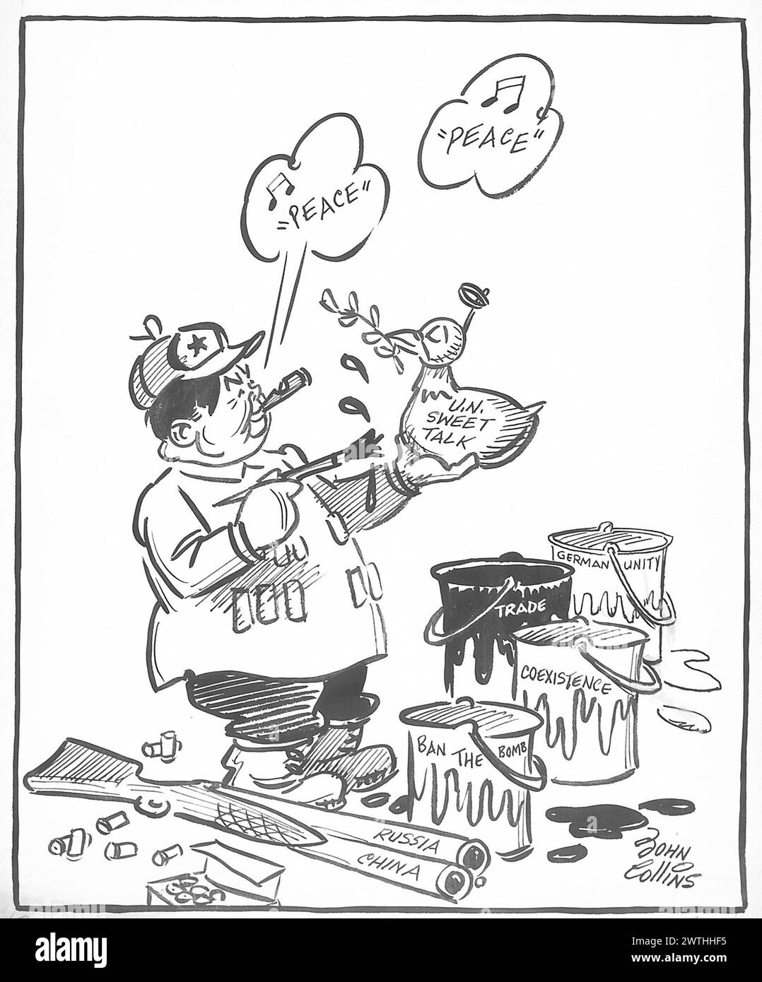 Cartoon Touching Up the Decoy Again. John Collins (19172007 Stock