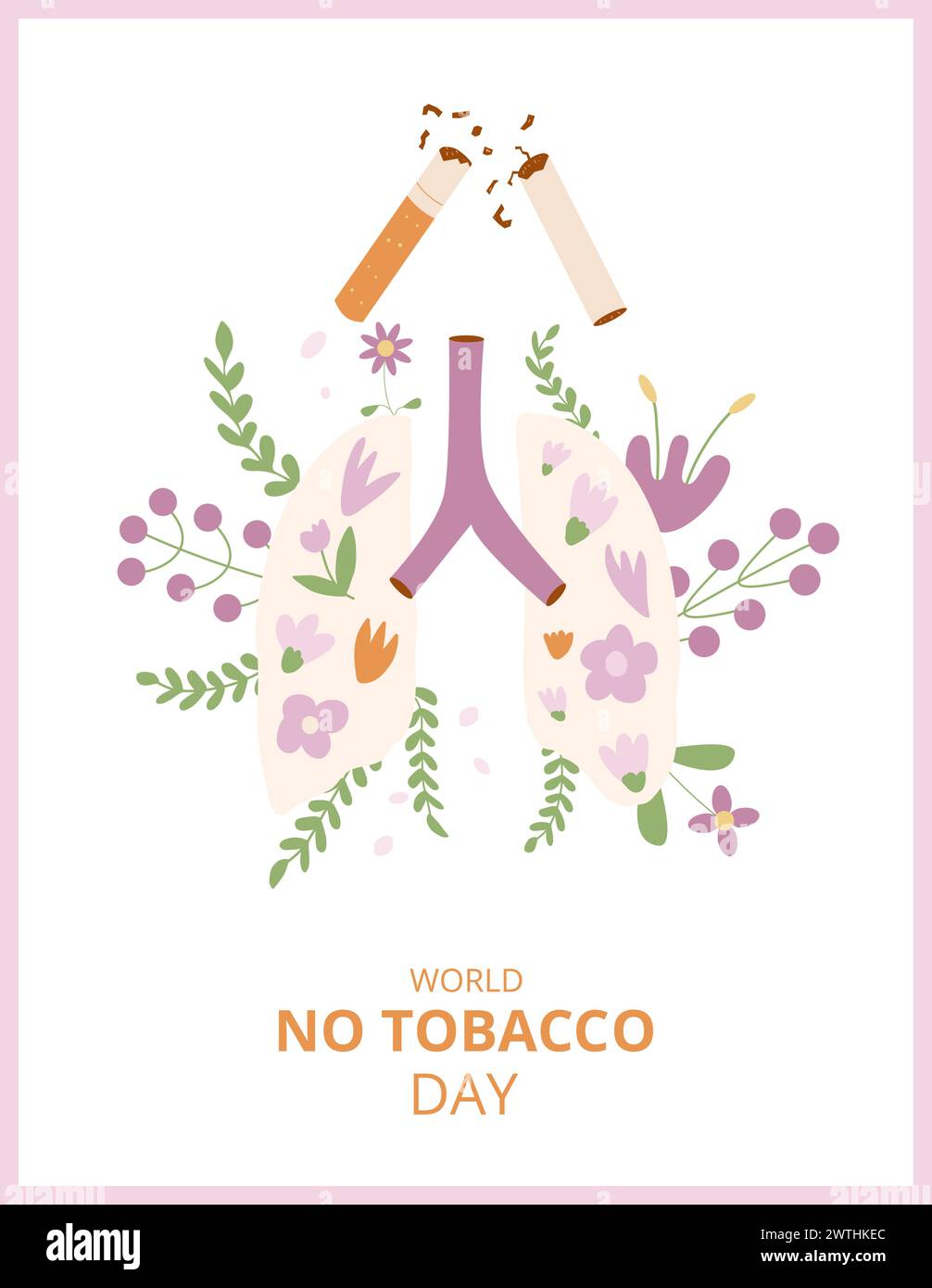 World no tobacco day vertical banner. Stop smoking card. Cigarette and