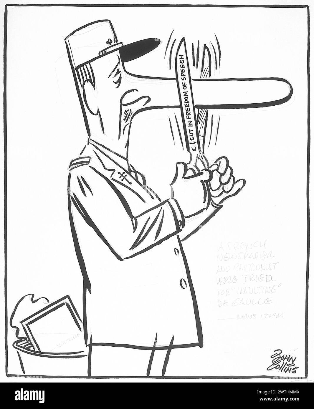 Cartoon Cutting Off His Nose to Spite His Face. John Collins (19172007 Stock Photo Alamy