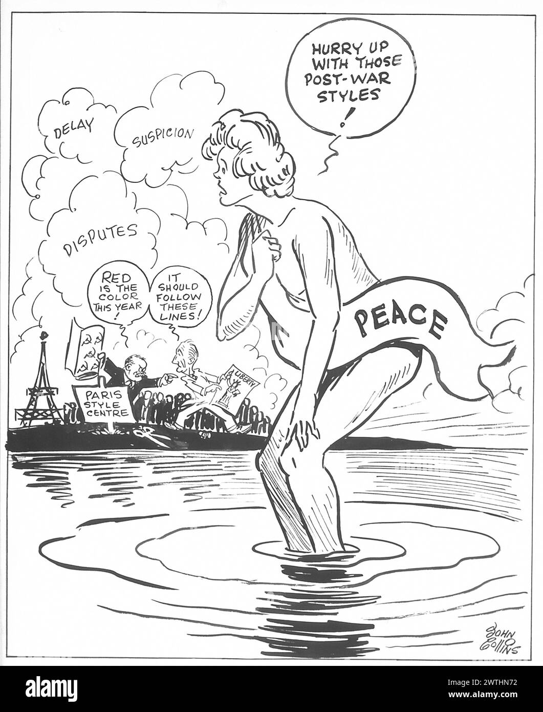 Cartoon - September Morn. John Collins (1917-2007) Stock Photo