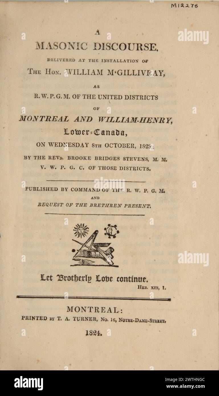 Speech Booklet published to commemorate the installation of William