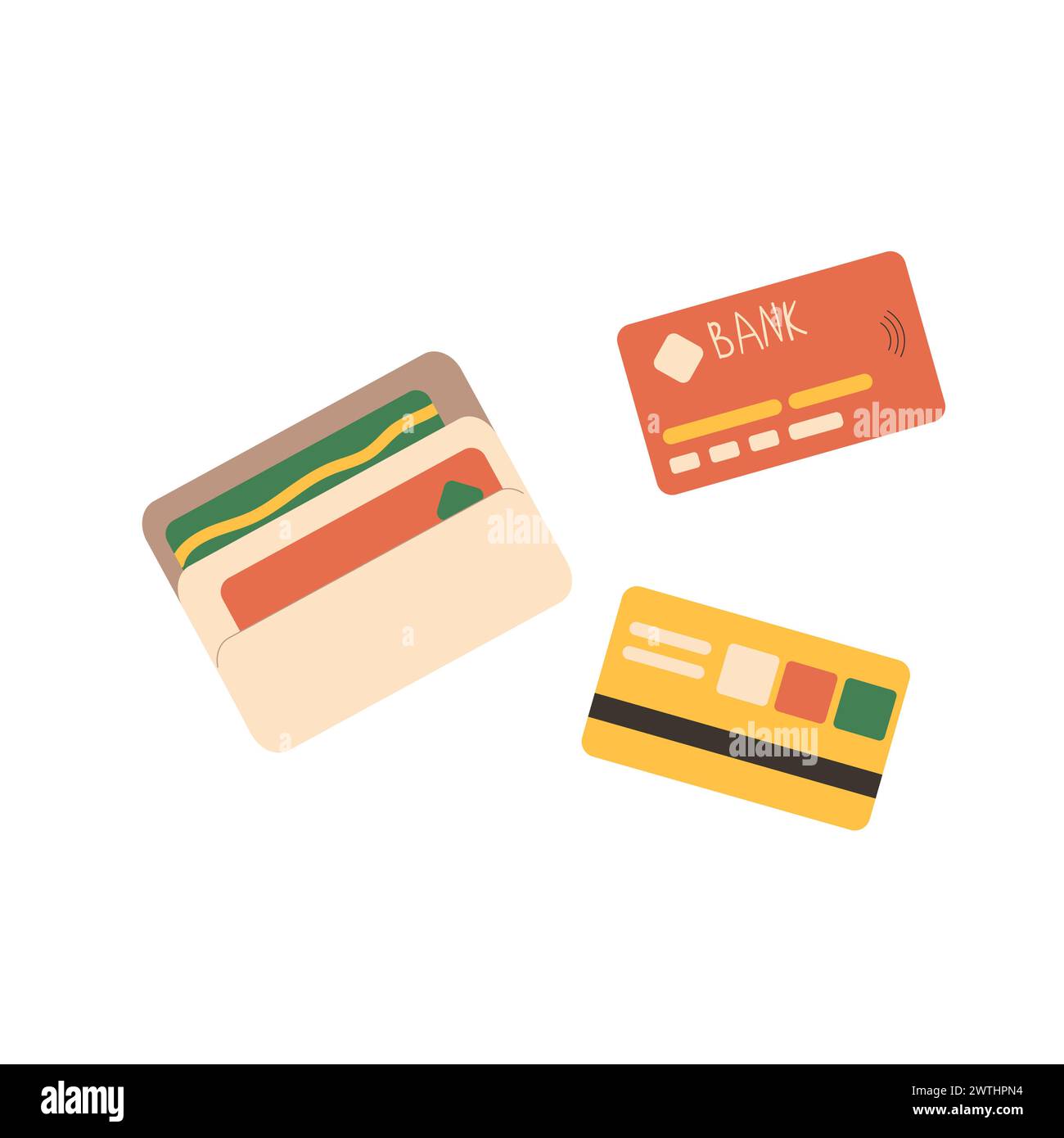 Credit cards isolated on white background. Vector flat illustration ...