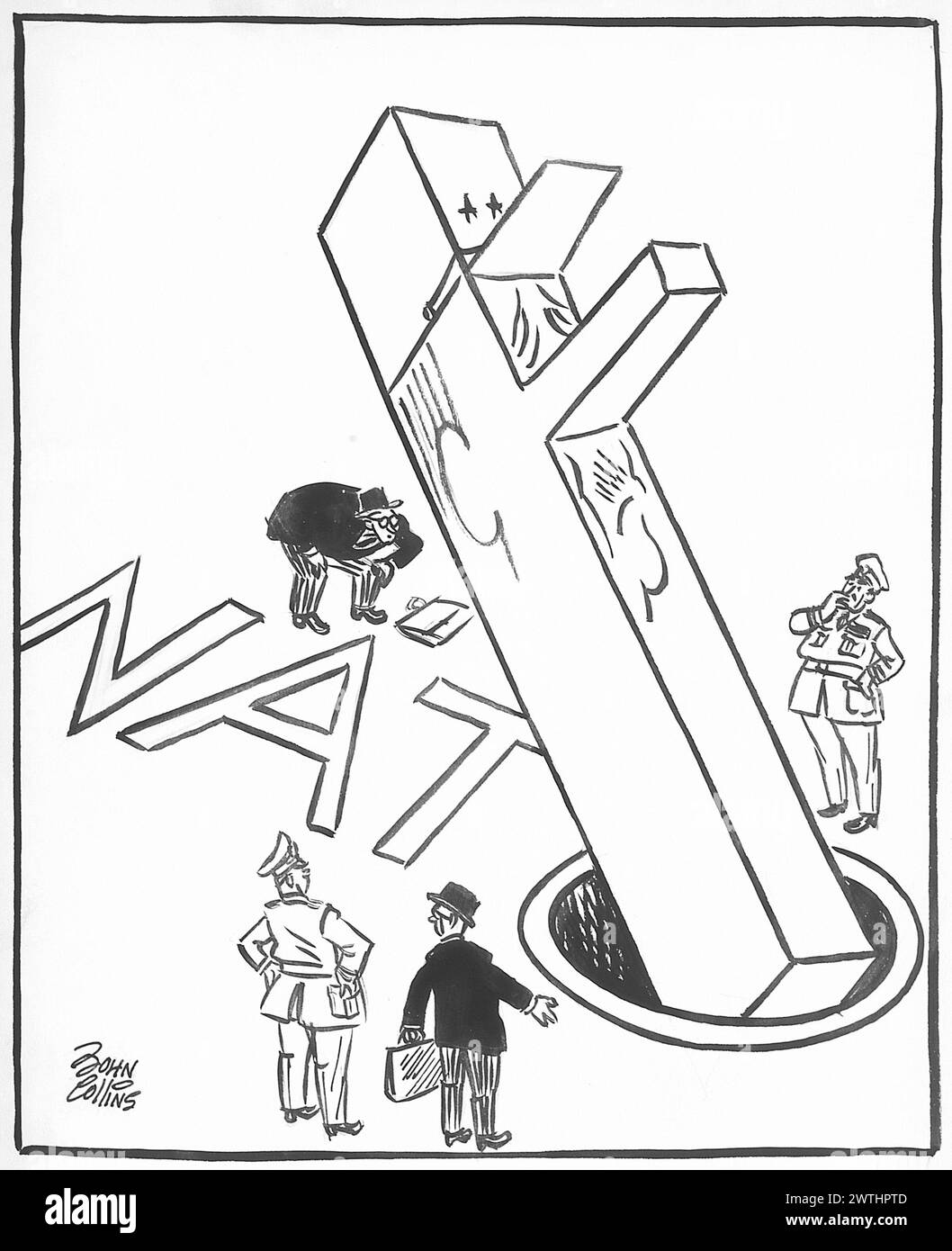 Cartoon - Square Peg in a Round Hole. John Collins (1917-2007 Stock