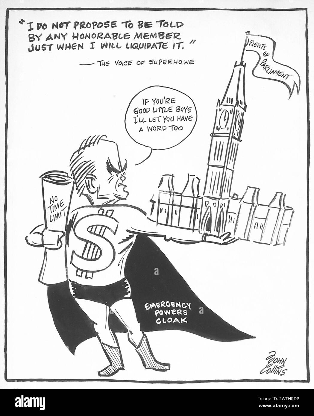 Cartoon - Makes Superman Look Like a Sissy. John Collins (1917-2007) Stock Photo