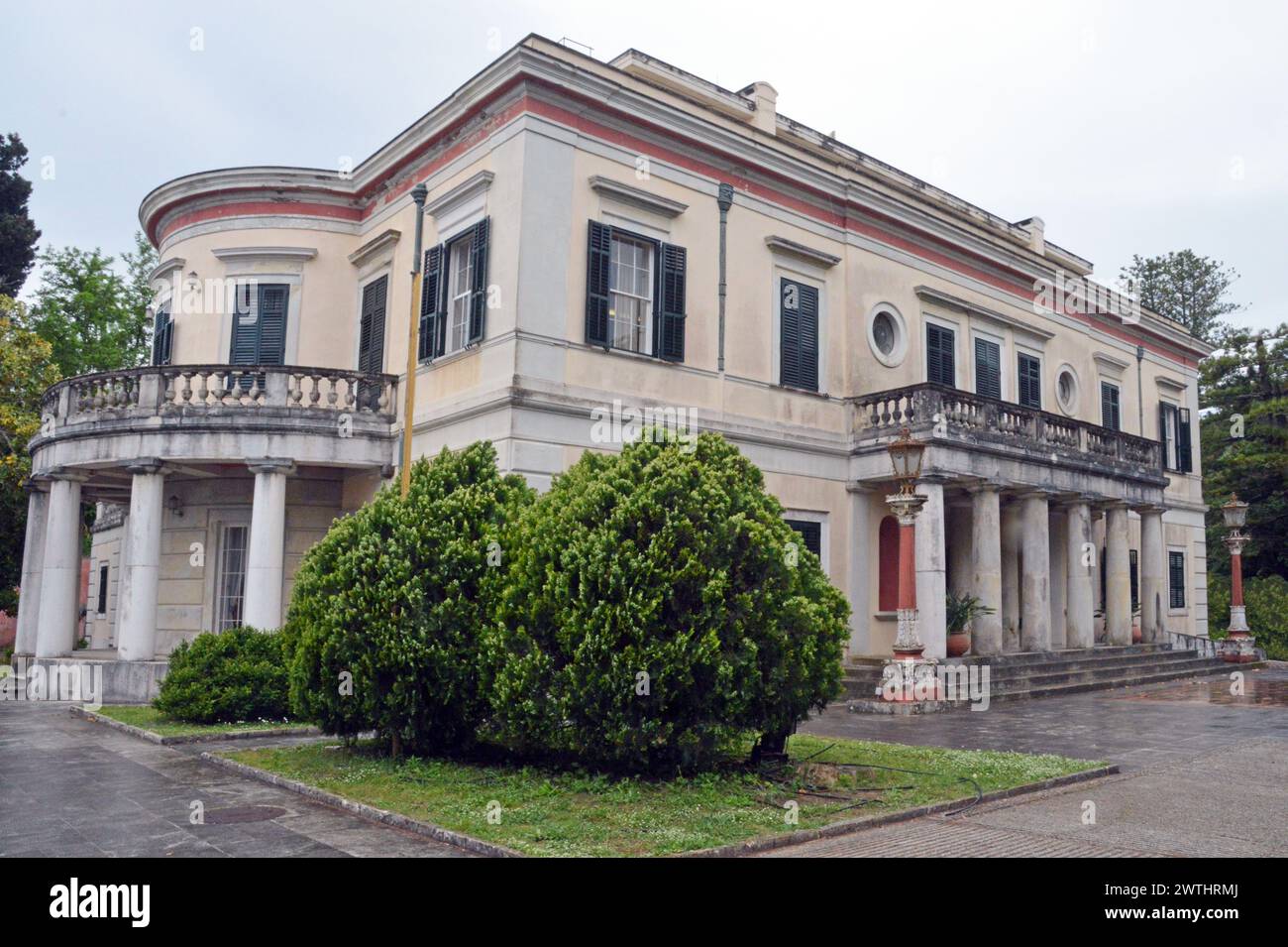 Greece, Island of Corfu, Kanoni:  Mon Repos, a villa built for Frederick Adam in 1820 later became the property of the Greek Royal Family and Prince P Stock Photo