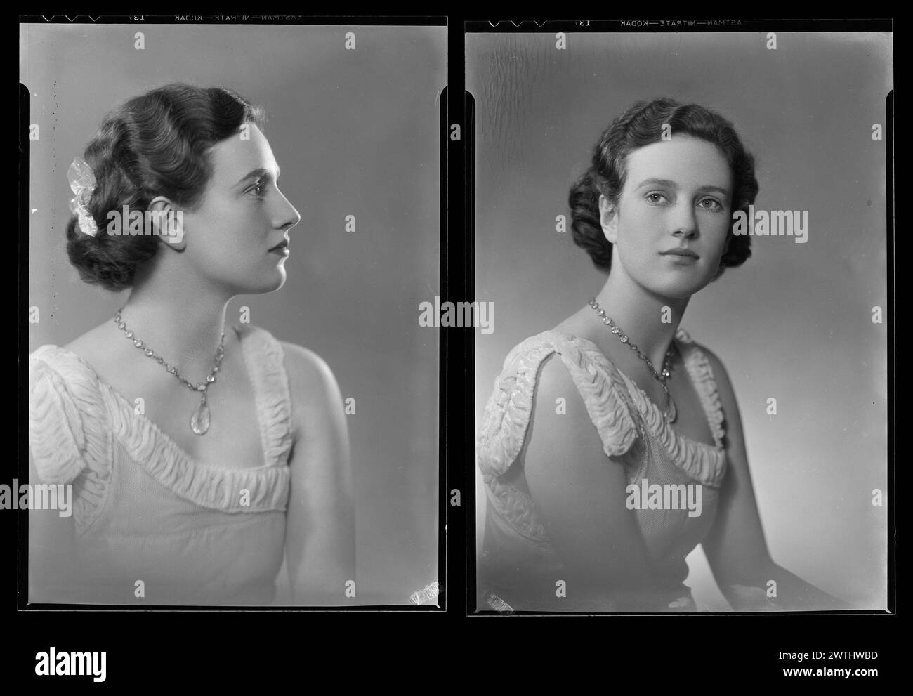 Woman; inscribed 'Miss B Widdop' Nitrate negatives, gelatin silver negatives, black-and-white negatives, studio portraits Stock Photo