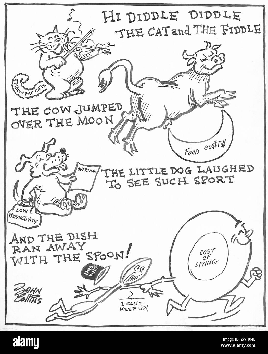 Cartoon Economic Nursery Rhyme. John Collins (19172007 Stock Photo