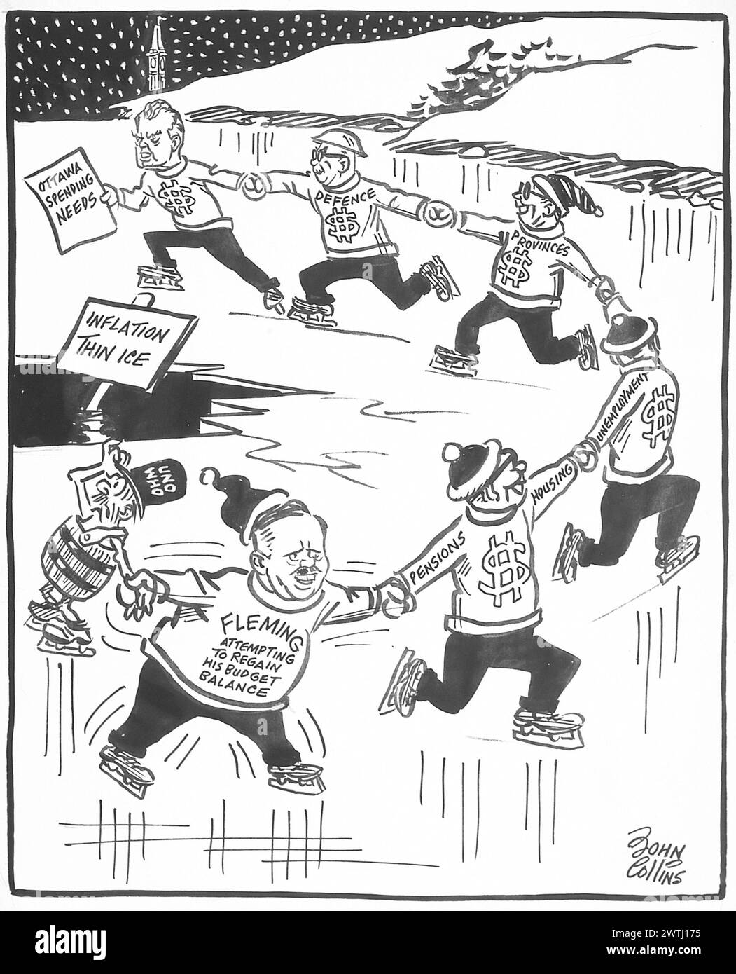 Cartoon - The Ottawa Figure Skating Club John Collins (1917-2007 Stock
