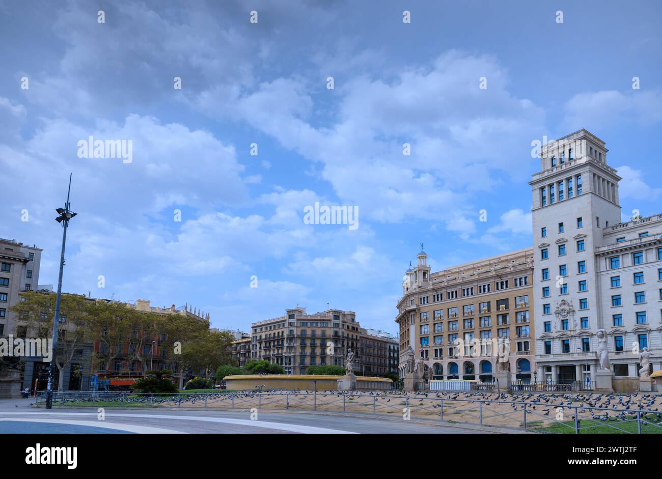 The main square in Barcelona 'Plaça de Catalunya' (Catalonia Square), Spain. Stock Photo