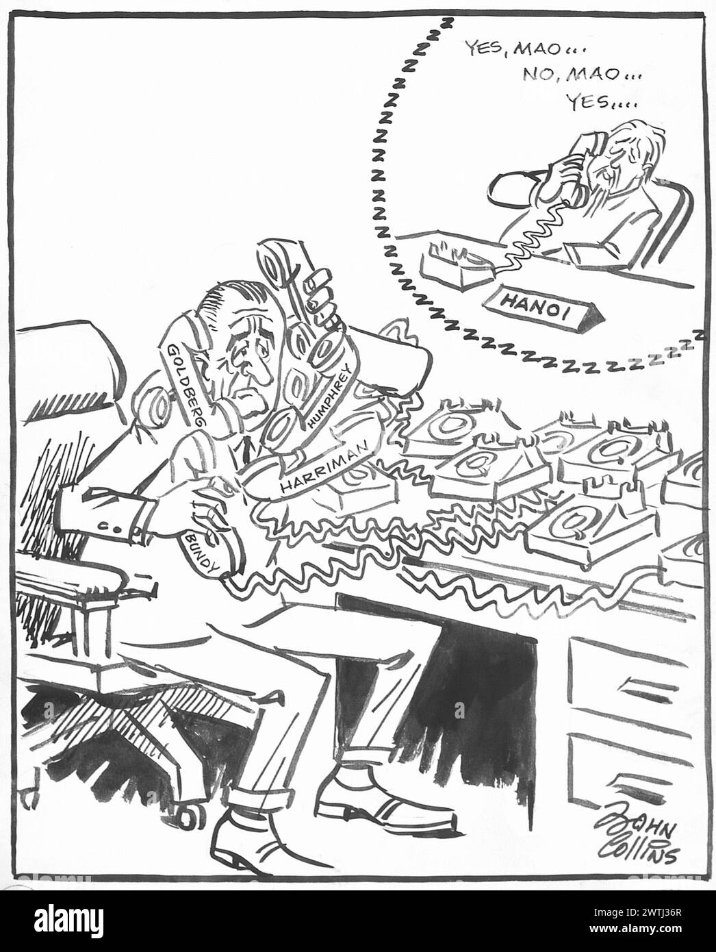 Cartoon - The Busy Signal. John Collins (1917-2007 Stock Photo - Alamy