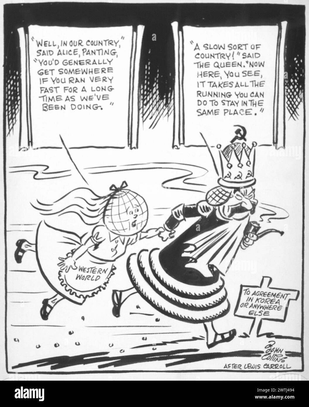 Cartoon Alice and the Red Queen. John Collins (19172007 Stock