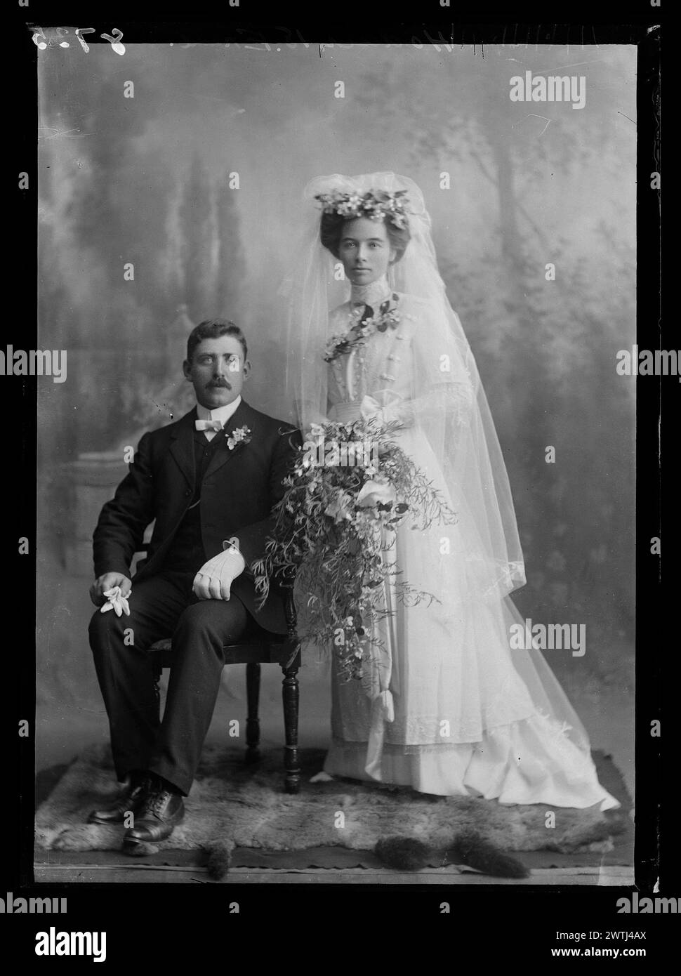 Wedding portrait - inscribed: Hodder 18 gelatin dry plate negatives ...