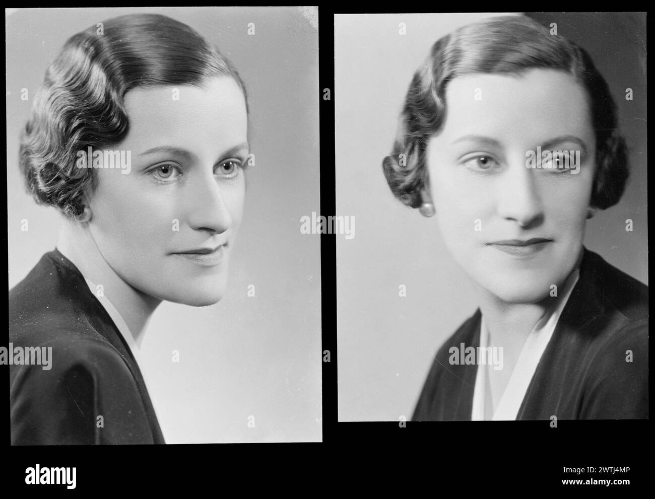 Woman; inscribed 'Miss Kay Hoare' gelatin silver negatives, black-and-white negatives, studio portraits Stock Photo