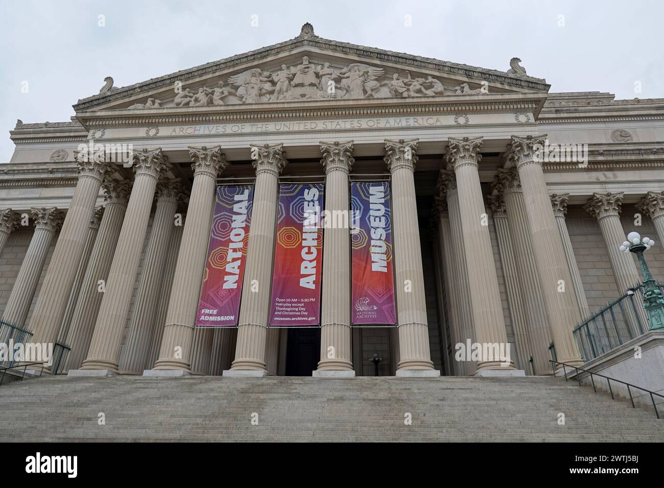 Washington, DC, USA - February 28, 2024: Front of the National Archives Building Stock Photo